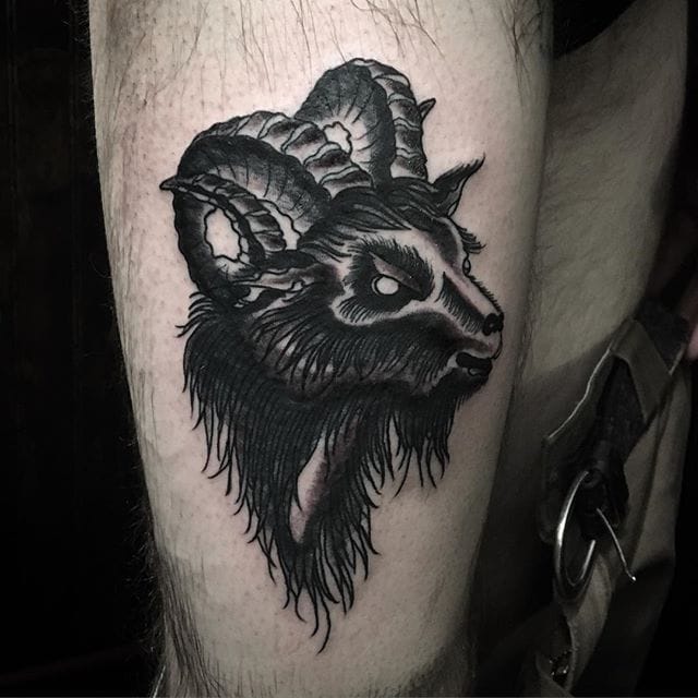 10 Dark Blackwork Evil Goat Tattoos | Tattoodo