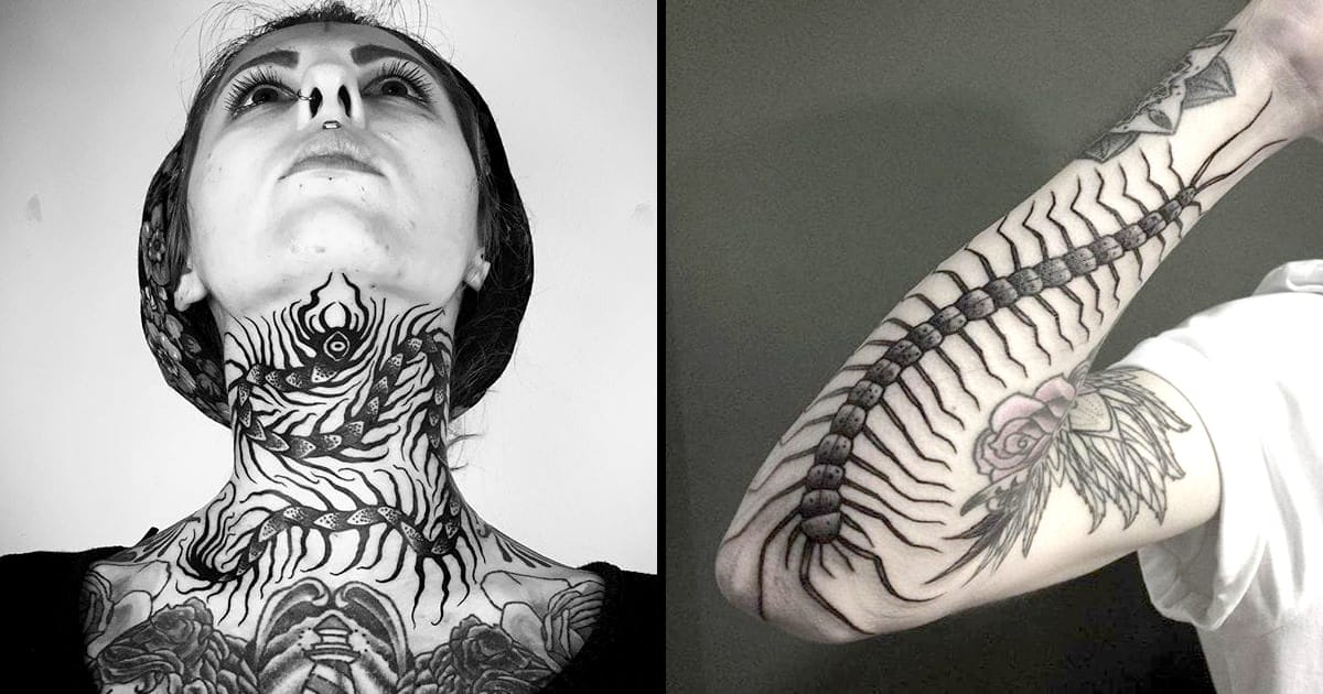 10 Beautifully Black Centipede Tattoos | Tattoodo