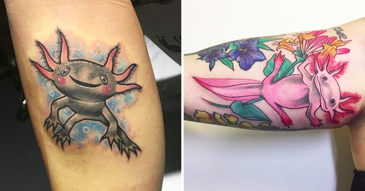 Axolotl Tattoos. Exotic. Slimy. Adorable. | Tattoodo