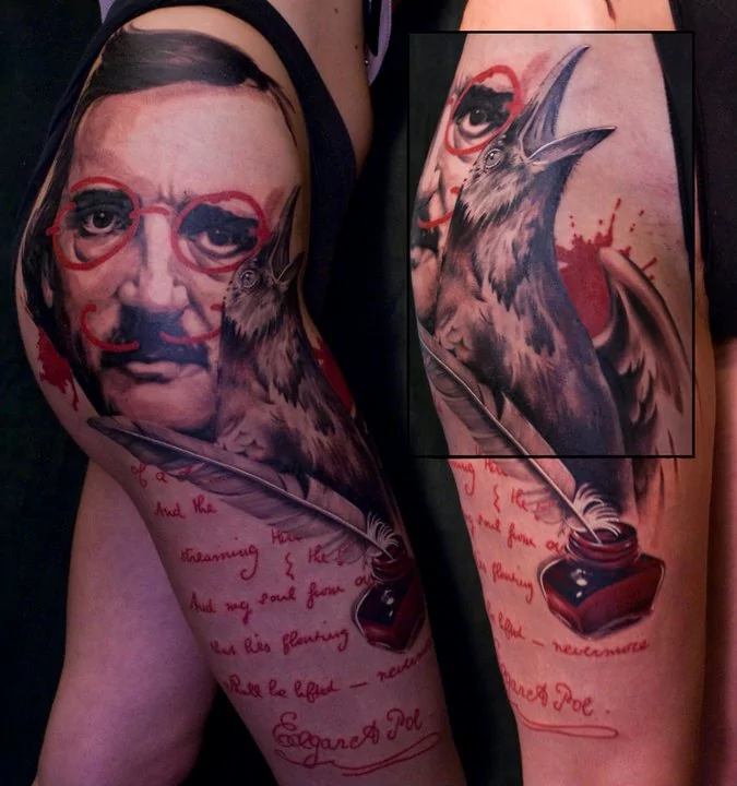 Book Tattoos: Homenaje genio literatura, Edgar Allan Poe.