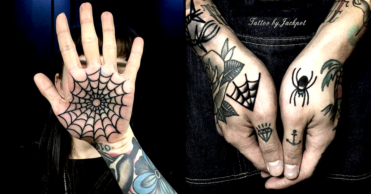 8 Solid Spider Web Hand Tattoos Tattoodo